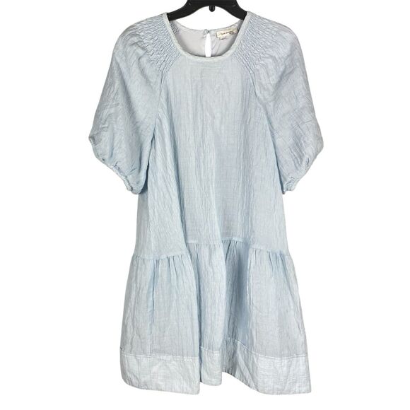Club Monaco Dress Womans Sz Large Babydoll Coquette Sky Blue Girlie - Picture 2 of 9